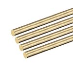 DMiotech 4Pack 6mm x 150mm, Brass Solid Round Rod, Brass Rod Lathe Bar Stock for DIY Craft