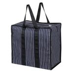 SHIBUI Multipurpose Extra Large Big Heavy Duty Storage Organizer Reusable Canvas Shopper Bag With Strong Handles And Base Covers Zip (Pack Of 1, Navynavy Blue)