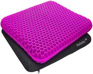 Gel Seat Cushion, Extra Thick Office Seat Cushion with Non-Slip Cover, Breathable Chair Pads Honeycomb Design Absorbs Pressure Points for Car Office Chair Wheelchair (Extra Thick, Violet)