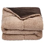 Brentfords Large Sherpa Pet Dog Blanket Soft Fluffy Warm Dog Blankets Washable Animal Cat Kitten Kennel Mat Warm Throw Over Plush Fleece, Chocolate Brown - 75 x 110cm