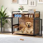 MegaChoice Dog Crate Furniture, 48 inch Indoor Furniture Crate with Drawers Storage, Large Dog Kennel Furniture for Large, Medium and Small Dogs-Rustic Brwon