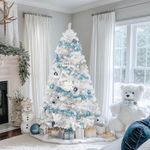 Ariv White Christmas Tree 2.1M/7ft Xmas Tree 1540 Tips Metal Stand Jupiter for Family Store Party Christmas Holiday Decoration