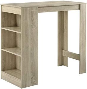 [en.casa] Bancone Tavolo Alto da Bar 110 x 50 x 103 cm Penisola Cucina con 3 Ripiani - Effetto Rovere