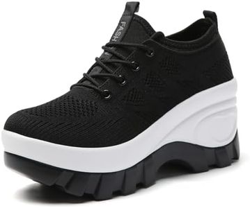 Women's Chunky Platform Comfort Orthopedic Wedge Walking Shoes Fashion Knitted Breathable Lace Up Lug Sole Casual Non-Slip Running Shoes With Arch Support (beige, Adult, Women, 9, Numeric, US Footwear Size System, Medium)