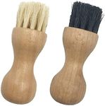 2 Pieces Shoe Polish Applicator Brushes Wooden Handle Bristles Pig Hair Brushes Premium Shoe Brushes for Garments Boots Shoes