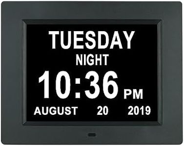 Aowasi Digital Clock Large Display with Date and Day of Week, 8 Alarm Options, Extra Large Digital Clock with Non-Abbreviated Day & Month Alarm Clocks for Seniors Dementia(Black)