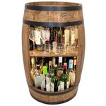 Wooden Barrel LED, Barrel Wine Rack 81cm XL. Drinks Cabinet Shelf for wein, whiskey, beer. Rustic cabinet - a great gift for a man