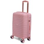 ROMEING Tuscany 20 inch, Polypropylene Luggage, Hard Sided, (Pink 55 cms) Small Cabin Trolley Bag | 8 Spinner Smooth Wheels | TSA Lock | Unbreakable | Men & Women