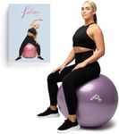 Femeo® Exercise Ball for Yoga, Stability, Pregnancy Pilates & Birthing | 100 Page Book | Over 50 Workout Exercises | Anti Burst Purple 65cm