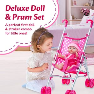 Molly Dolly Dolls Pram Set – Toy Stroller and Accessories for Kids