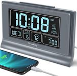 DreamSky Digital Alarm Clock with Battery Backup, 5 Inch Large Display, Auto Set Clock, USB Charging Ports, 12/24H