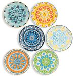 Plate Set 8 Inch - Salad Plates | Dessert Appetizer Plates Colorful - Porcelain Lunch Plates - Set of 6 - Dishwasher and Microwave Safe