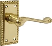 Designer Levers - Georgian Roped Design Lever Door Handles - Polished Brass - 1 Pair - Latch Door Handle - Interior Use - Short Latch