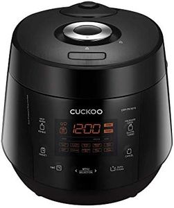 CUCKOO High Pressure Rice Cooker 10-Cup Uncooked / 20-Cup Cooked with Nonstick Inner Pot, Large Rice Maker with 13 Menu Options and Steam Plate, Fuzzy Logic Tech, Auto Clean, Black (CRP-PK1001S)
