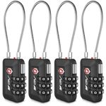 BV TSA Approved Luggage Travel Lock, Set-Your-Own Combination Lock for School Gym Locker, Luggage Suitcase Baggage Locks, Filing Cabinets, Toolbox, Case (Black, 4 Pack)