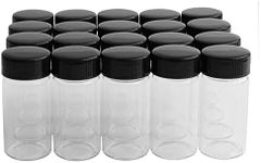 Newzoll 20ml (0.7 Oz) Glass Bottles with Screw Cap DIY Decoration Mini Glass Vials Cork Message Glass Bottle Vial Cork,Small Glass Bottles Jars Corks for Wedding Party Favors, Pack of 20