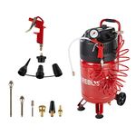 Arebos 30 L Compressor Standing 1500 W | Includes 13 Piece Compressed Air Tool Set | Low Maintenance | Automatic Shut-Off | Extra Long Air Hose | Oil-Free | Air Compressor 10 Bar