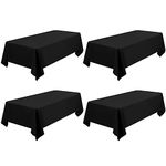 4 Pack Rectangle Tablecloth 60 x 102 inch Black Polyester Table Cloth for 6 Feet Tables,Washable Fabric Stain and Wrinkle Resistant Table Cover Table Clothes for Wedding Parties Banquet Kitchen