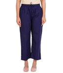 Happy Bunny Women Bottom Pants - Pair with Any top -Solid Parallel Style Trousers -Ankle Fit -Office| Outdoor | All Day Wear Navy Blue