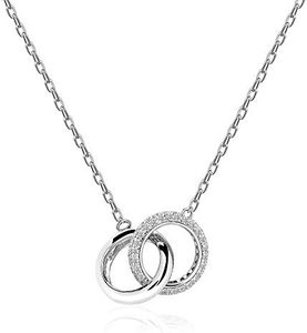 GELVTIC 925 Sterling Silver Necklaces for Women Fashion Dainty Pendant Necklace 18K White Rose Gold Plated Necklace CZ Jewelry Simple Trendy Rhinestone Necklaces Valentine Christmas Gift for Mother Mom Best Friend Bridesmaid,18” (07-Silver)