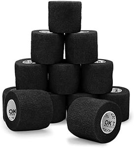 OK TAPE 12 Rolls Self Adhesive Bandage Wrap, Elastic Athletic Tape, Self Stick Bandage Tape, Vet Wrap, Medical Wrap for Wrist, Feet, 2" x 5 Yards - Black