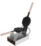 Andrew James Stainless Steel Commercial Non Stick Bubble Waffle Baker, Silver - 1 Year Warranty(TEFLON COATING ISN'T COVERED) + Free Waffle Making Accessories (Silicone Tong, Spatula, Brush, Batter)