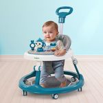 Baybee Drono Pro Baby Walker for Kids with Push Handle, 4-Level Height Adjustment, Musical Toy Bar & Footmat | Round Activity Walker for Babies 6–18 Months (Blue)