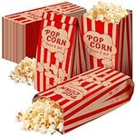 Popcorn Bags 1.5oz - Bulk Pack of 125 - Medium Brown & Red Individual Pop Corn Paper Bags - Family Movie Night, Mini Snack Boxes, Concession Stand, Party or Game Supplies - Goodie Box Bowl - A2S Brand