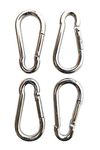 Prospo 6x60 mm Stainless Steel Spring Snap Hook Carabiner/Hook Swing Connector/Heavy Duty Multipurpose (Silver) - Pack of 4pc (6 MM)