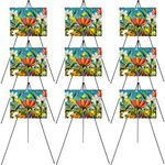 9 Pack Display Easel Folding Easel Stand 63" Portable Painting Easel Lightweight Metal Telescoping Easel Tripod Floor Easels for Poster Painting Wedding Sign Art Show Display (Black)