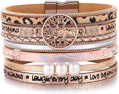 Inspirational Tree of Life Leather Bracelets for Women,Birthday Mothers Day Jewelry Gifts for Teen Girls, 7 85 inch, Leather, Cubic Zirconia