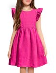 Arshiner Cute Dresses for Girls Ruffle Sleeve A-Line Costume Dance Midi Dress（7-8Years, Rose Red）