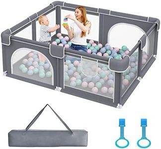 AUSADOM Playpen Portable Play Pen Activity Centre Safety Play Yard Fence Indoor Outdoor Use with Soft Breathable Mesh and Carrying Case (155cm×185cm)