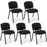 COSTWAY Guest Reception Chairs Set of 5, Stackable Conference Chairs with Upholstered Seat & Ergonomic Back, Waiting Room Chairs for Office, Reception Room, Conference Room, Events (5)