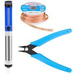 Solder Sucker Desoldering Pump, Desoldering Wick, Micro Shear Wire Cutter Pliers, 3 PCS Solder Removal Tool Set, Soldering Iron Assist Accessories DIY Kit