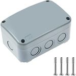 Outdoor Junction Box,Nineleaf IP66 Weatherproof Electrical Project Boxes PVC/ABS Plastic Enclosure Box Universal Watertight 4.9 x 3.3 x 2.3 inch (125x86x62mm), Fit with 20mm Cable Gland Grey