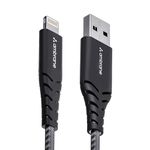 Ambrane USB to Lightning 3A Fast Charging Braided Cable Compatible for iPhone 14,13, 12,11, X, 8, 7, 6, 5, iPad, Macbook, iMac, AirPods, 480Mbps Data Sync, 1.5Meter Long (RCL -15, Black)