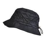 Toutacoo, Adjustable Bucket Rain Hat Nylon Look (01-Black)