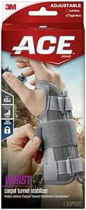 ACE brand Deluxe Wrist Brace, Right Hand, Adjustable, One Size, Gray, Amazon Exclusive Packaging