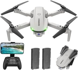 SIMREX Drone With 1080P Camera for Kids Adults, Mini RC Quadcopter Foldable, One Key Start, Waypoint Fly, Headless Mode, Auto-Follow, 3D Flip, 3 Speeds, 2 Batteries, Easy for Beginners, Grey