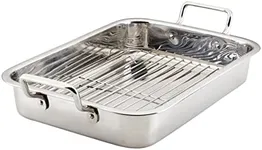 Farberware Classic Traditions Stainless Steel Roaster/Roasting Pan with Rack, 17 Inch x 12.25 Inch