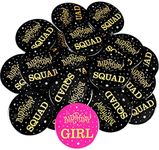 Chinco 26 Pieces Birthday Button Pins for Girl 2 Inch Birthday Squad Pinback Buttons Birthday Badges Party Favors Supplies for Women Girls