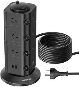 Tower Power Board with 2 USB A & 2 USB C Ports, MATCHEASY Power Strip Tower Charging Station with 2M/6.56FT Extension Cord, 14 Vertical Power Sockets Surge Protector for Bedroom Office