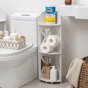 TuoxinEM Corner Shelves for Bathroom Storage, Waterproof Toilet Paper Holder Stand, White