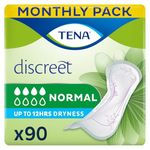 TENA Discreet Normal, 90 Incontinence Pads (15 x 6) Individually Wrapped, for Women with Medium Bladder Weakness, Incontinence and Unpredictable Leaks