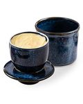 HOME DECOR Reactive Glaze Butter Crock, French Butter Crock for Counter, Butter Keeper with Water Line for Fresh Spreadable Butter- Reactive Bule