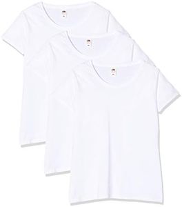 Fruit of the Loom Lady-fit Original tee, 3 Pack Camiseta, Blanco (White 30), 32 (Talla del Fabricante: X-Small) (Pack de 3) para Mujer