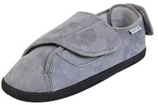 Mens Dunlop Soft Fur Lined Touch Fastening Slippers, Grey, 8 UK Wide