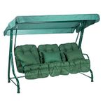 Alfresia Roma 3-Seater Garden Swing Seat - Outdoor Patio Swing Chair, Adjustable Waterproof Canopy and Classic Cushions, Green Canopy and Frame, Green