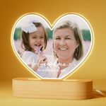 Bemaystar Personalised Grandma Gifts - Customised Lamp with Photo and Text - Acrylic Frame with Optional LED Base